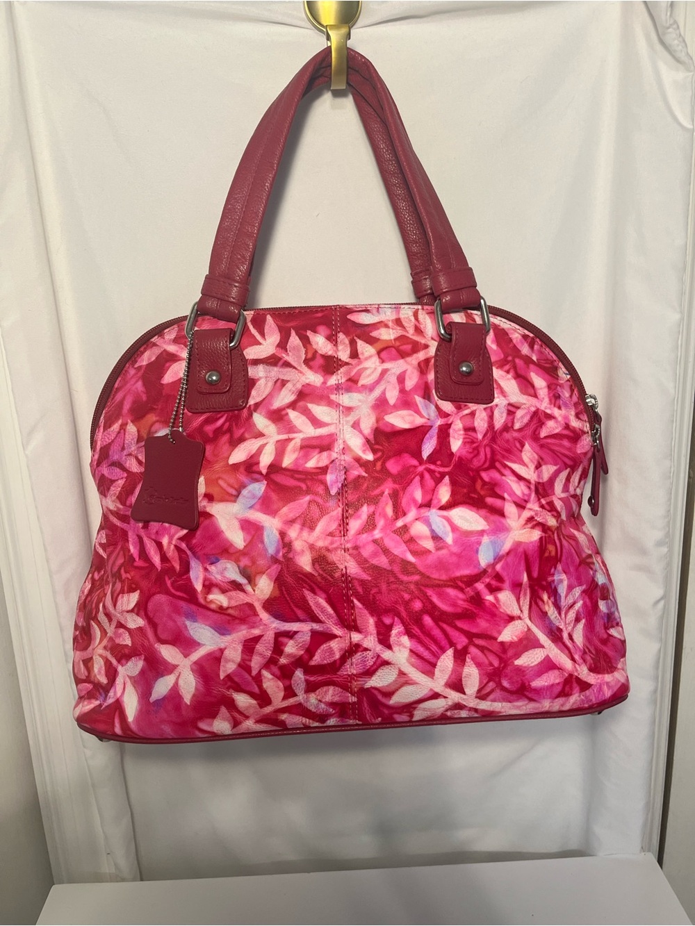 Sukriti Hand-Painted Floral Leather Satchel Handbag
